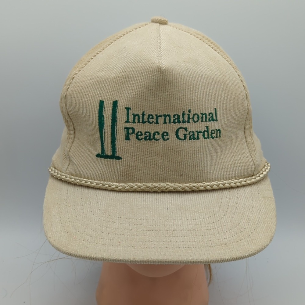 Vintage 1998 International Peace Garden Hat Deadstock Corduroy Snapback Cap NWT